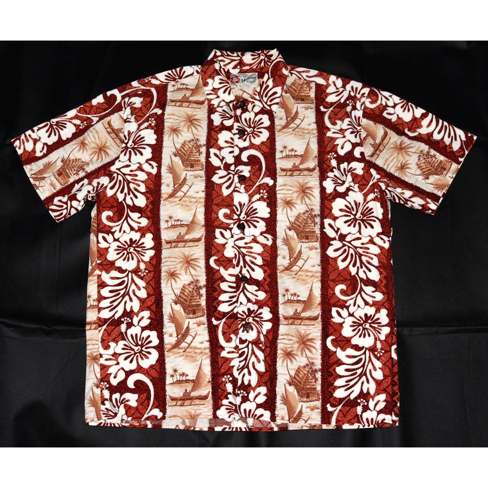 Hilo Hattie Men's Short Sleeve Button Front Tropical Hawaiian Shirt Size Medium